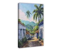 UTGN Poster sur toile d'architecture coloniale et végétation tropicale de Paraty - 30 x 45 cm
