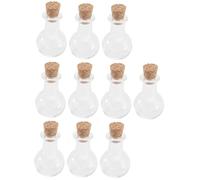 UTHCLO 10 pièces Lot de Petites Bouteilles Verre Transparentes avec Bouchon Liège Mini Flacons Parfum Bouteilles à Souhaits pour Stockage Dobjets Huiles Essentielles ou Messages