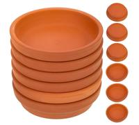 UTHCLO 10 Pièces Plateaux de Pots de Fleurs en Poterie Rouge, Plateaux de Fond de Pot de Fleurs Ronds Orange, pour Intérieur et Extérieur, Forte Perméabilité à L'air, Faciles à