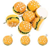 UTHCLO 10 pièces Set de Breloques Hamburger Résine pour Bijoux DIY Pendentifs Ronds Délicats pour Bracelets Colliers et Porte-clés Accessoires de Décoration pour Sacs et Valises