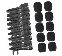 UTHCLO 10 pièces Set de Clips Microphone Fer avec Bonnets Mousse Noirs Mini Clip de Revers pour pour Conférences Enregistrements et Karaoké Ligne