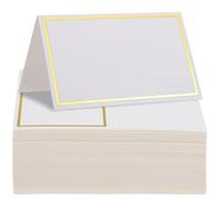 UTHCLO 100 Cartes Marque-Places Pliables pour Table Bordure Dorée Format pour Mariage et Banquet Papier Qualité Facile à Écrire Lot de 100 Pièces pour Décoration Élégante