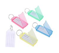 UTHCLO 100 pièces Étiquettes Plastique Colorées avec Anneaux pour Clés et Bagages Couleurs Rose Bleu Blanc Identification Claire et Classement Facile
