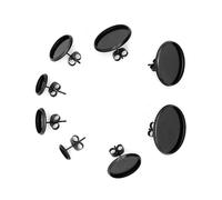 UTHCLO 10pièces Base Oreillettes Noires Acier Inoxydable pour Création De Boucles Oreilles DIY Accessoires De Bijoux Ronds avec Embouts pour Bijoux Faits Main