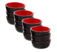 UTHCLO 12 Bols à Dessert Miniatures en Plastique Abs Noir et Rouge, 4,5 Cm, Lot de 12, Décor Cuisine Miniature, pour Affichage Créatif et Jeu Imaginatif