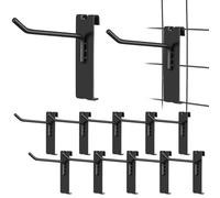 UTHCLO 12 Crochets Muraux Métalliques Robustes en Fer pour Panneau de Grille, Organisateur Mural Noir Pince Courbée et Pédale Épaissie pour Usage Sécurisé en Boutique et Atelier