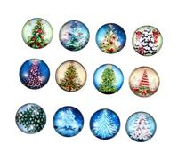 UTHCLO 12 Pièces Boutons à Pression Verre Cristal pour Bijoux Accessoires Décoratifs de Noël pour Bracelets Sacs et Vêtements Motifs Festifs Transparents avec Effet