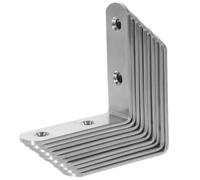 UTHCLO 12 Pièces Équerre d'angle Support D'étagère Robuste 90 Degrés en Acier Inoxydable 304 Argenté pour Stabiliser et Sécuriser pour Fixation de Meubles en Bois