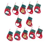 UTHCLO 12 Pièces Lot de Chaussettes de Noël Suspendues Petites Poches Cadeaux Décorations Sapin Père Noël Élan Bonhomme