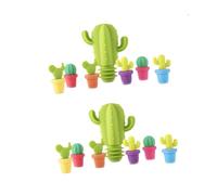 UTHCLO 2 ensembles Set de Bouchons de Bouteille Silicone Forme de Cactus Bouchons Vin Réutilisables et Hermétiques Accessoires Bar Colorés pour Conservation et Couleur Couleur Aléatoire