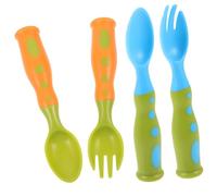 UTHCLO 2 Ensembles Ustensiles Entraînement pour Tout Petits avec Cuillère et Fourchette Boîte de Rangement Compacte Design Ergonomique pour Auto Alimentation Garçon Fille et Durables pour