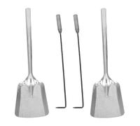 UTHCLO 2 Grandes Pelles à Cendres et 2 Tisonniers Argentés, pour Foyer, Poêle à Bois et Feu de Camp, Accessoire Essentiel pour Nettoyage et Gestion Précise des Braises