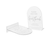 UTHCLO 2 Pièces Acrylic Arch Wedding Table Signs Transparent Calligraphy Ceremony Decor For Guest Book Cards Reception Party