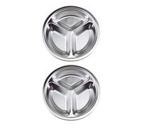 UTHCLO 2 pièces Assiette Compartimentée Inox Épaissie Plateau Rond à Compartiments Lot pour Adaptée Camping Restaurant et Usage Domestique