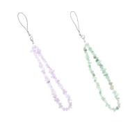 UTHCLO 2 pièces Bracelet de Téléphone Pierres Cristal Naturelles de Poignet Perles Décoratives pour Téléphone Portable Accessoires Anti-perte Élégants Vert