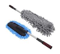 UTHCLO 2 pièces Brosse de Lavage Voiture Manche Extensible pour Nettoyage Extérieur sans Rayures Brosse Dépoussiérante et Polyvalente pour Voiture et Maison Bleu et Gris