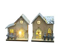 UTHCLO 2 Pièces Décoration de Noël LED Maison Lumineuse Créative pour Ambiance Festive Ornement Village Lumineux pour Fête Décoration de Table et Fenêtre