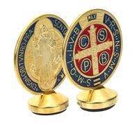 UTHCLO 2 pièces Décoration Métallique Unique Saint Benoît Alliage Ornement Coloré Délicat et Lisse Décor de Temple et Maison Lot