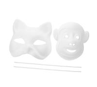 UTHCLO 2 Pièces Lot de Masques Blancs Papier à Décorer Formes Chat et Singe Masques DIY pour Fête Anniversaire Carnaval Halloween et Cosplay à Peindre et Personnaliser