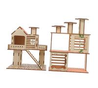 UTHCLO 2 pièces Maison Bois pour Hamster Habitat Créatif et Aire de Jeux pour Petits Animaux Cachette Respirante et Confortable Cadeau pour Rongeurs Matériaux Sûrs et Durables