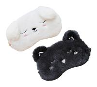 UTHCLO 2 pièces Masque de Sommeil Peluche pour Motifs Animaux Mignons Chat Noir Chien Blanc Couvre Yeux Doux et Confortable pour Sommeil Paisible