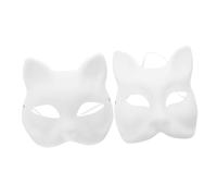 UTHCLO 2 Pièces Masques Papier DIY Chat et Renard à Peindre Masque Non Peint pour Fête Carnaval Cosplay et Halloween Personnalisable