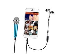 UTHCLO 2 pièces Micro Karaoké Mini Microphone Portable Compatible Smartphone PC Enregistrement Plug and Play Bleu