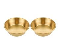 UTHCLO 2 pièces Plat Inox Sauce Doré Bol Trempette Lavable Récipient Pratique pour Condiments et Fruits Ustensile de Table Élégant pour Maison et Restaurant