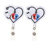 UTHCLO 2 pièces Porte-badge Rétractable Enrouleur Extensible avec Clip Cœur pour Infirmières Personnel et Bureau Support Identification et Pratique