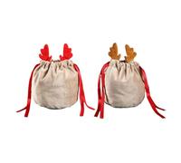UTHCLO 2 Pièces Sacs de Noël Rouge et Lot de Pochons Cerf Sacs Demballage Réutilisables pour Snacks et de Fête