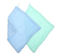 UTHCLO 2 pièces Serviette Mousseline de Coton pour Garçon Fille Douce et Absorbante Lavable Unisexe Bleu et Vert Produit Hygiène Naissance Garçon Fille
