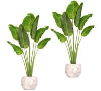 UTHCLO 2 Pièces Stickers Muraux Plantes Vertes En Pot À Décoller Et À Coller Réutilisables Pour Salon Chambre 35.43X15.75 Pouces