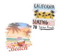 UTHCLO 2 pièces Stickers Thermocollants été Motifs Cartoon Transfert Chaleur DIY pour Vêtements Autocollants Thermiques Résistants Réparation et Décoration Facile
