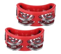 UTHCLO 2 pièces Tambourin à Pied Percussion Rouge Instrument Musical à Double Rangée Accessoire pour Adultes et Design Visible pour Performance