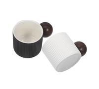 UTHCLO 2 Pièces Tasses à Café Céramique avec Poignée et Bouton Tasses à Thé et Latte Peintes Main Mug Chaleur pour Bureau et Usage Lot de Noir et Blanc