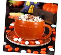 UTHCLO 2 pièces Tasses Citrouille Céramique avec Couvercle Décor Halloween Automne Lot et pour et Boissons