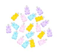 UTHCLO 20 pièces DIY Bear Accessories Set Candy Color Resin Bear Earrings Key Chain Pendants For Handmade Jewelry Crafting