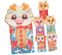 UTHCLO 24 Pièces Lot de Enveloppes Rouges Chinoises pour Nouvel An Motifs Dragons et Personnages Chanceux pour Cadeaux Traditionnels Printemps