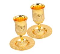 UTHCLO 2ensembles Coupe à Vin Juive Relief Vintage pour Shabbat De Plateau pour Religieuses Et Cérémonies De Havdalah