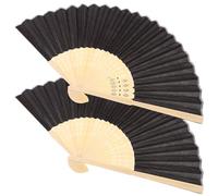UTHCLO 2pcs Éventails Pliants de Mariage Noirs en Bois et Papier Légers avec Paquet en Maille, Ventilateurs Portables Élégants pour Danse et Présents de Noces