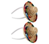 UTHCLO 2pcs Serrage-têtes Mini Sombrero Mexicain en Paille Léger et Confortable pour Fête Cinco de Mayo Accessoires Colorés et Festifs pour Cheveux