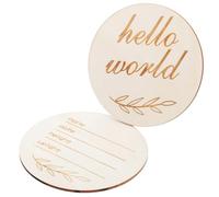 UTHCLO 2pièces Panneau Annonce De Naissance Bois Né De Signes Personnalisables Avec Inscription Hello World Et Plaque Nom
