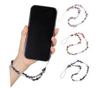 UTHCLO 3 pièces Chaîne de Téléphone Perlée Pierres Colorées Bracelet Poignet Résistant pour Femmes Lanière Anti-perte Légère et Décorative Set de Bleu