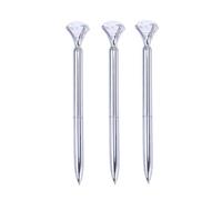 UTHCLO 3 Pièces Stylo Bille Métal avec Gros Diamant Stylo Roller à Pointe Fine Argentées Élégant pour École et Bureau