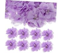 UTHCLO 30 pièces Lot de Fleurs Mousseline Délicates avec Perles et Strass pour Couture DIY Décoration Légère et Polyvalente pour Robes Bandeaux et Accessoires de Mariage
