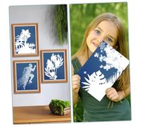 UTHCLO 32 Feuilles Papier Cyanotype avec Plateau Papier Solaire Bleu pour Impression Artistique DIY Fibre Naturelle et PVC Sans et Facile à Utiliser