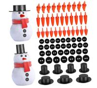 UTHCLO 320 Pièces Kit DIY Accessoires Bonhomme Mini Bonnets Noirs Nez et Boutons Noirs Matériel Plastique pour Décoration Familiale et Activités Manuelles