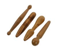UTHCLO 4 Bâtonnets de Massage D’acupression en Bois Marron - Tiges pour Points D’acupuncture, Outil Auxiliaire de Massage Corporel et Tête, Accessoires Portables pour Bien-être