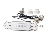 UTHCLO 4 Cordes Micro Guitare Électrique à Cordes Pré Câblé Blanc avec Contrôle Volume et Tonalité Micro Magnétique pour Caisse de Guitare Acoustique et Folk avec Coque Abs et Plaque