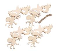 UTHCLO 4 ensembles Décorations Bois Thème Océan Animaux Marins à Peindre DIY Solides et Durables avec Corde Suspendue pour Bricolage Créatif